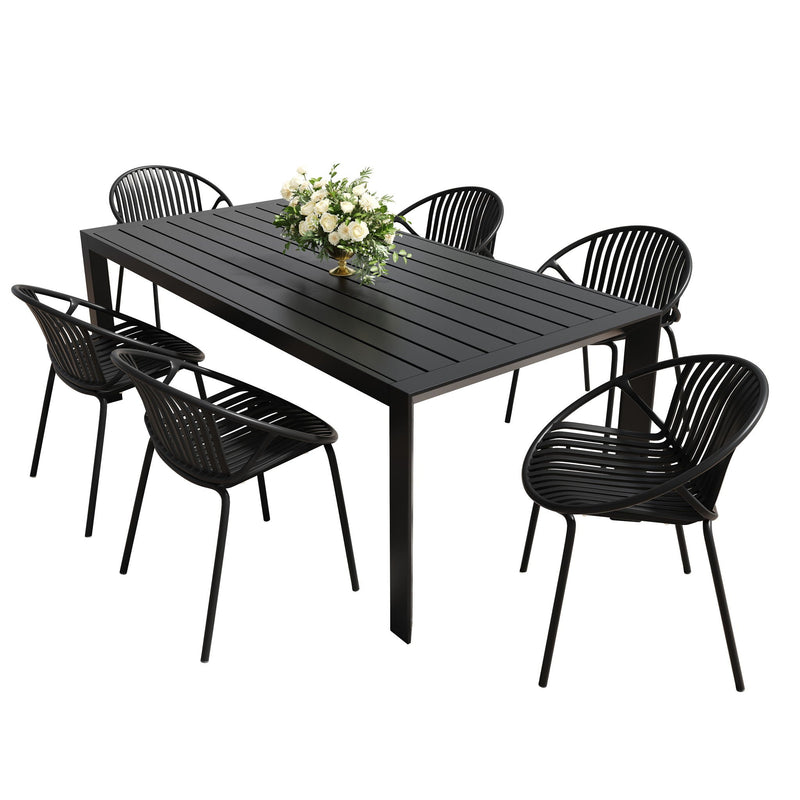 7 Piece Dining Set With Stackable Chairs by HouseOfZazla