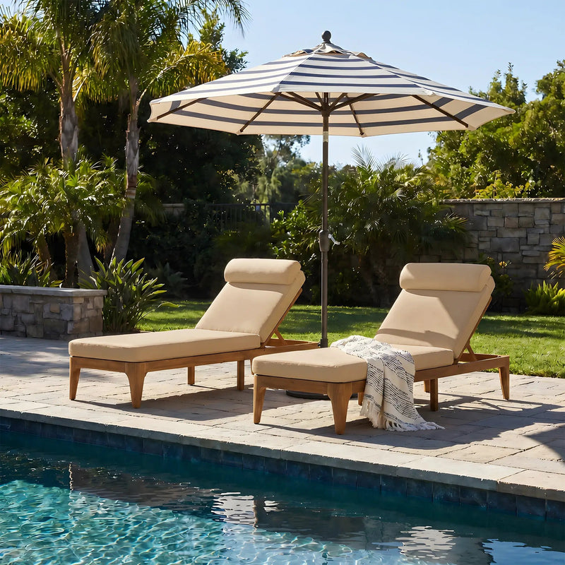 TOPMAX Acacia Wood Chaise Lounge Set of 2 by HouseOfZazla