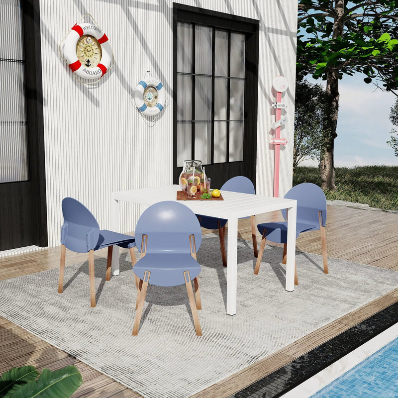 4 Piece Set Of Single Chairs With Long Table by Unique Piece Furniture