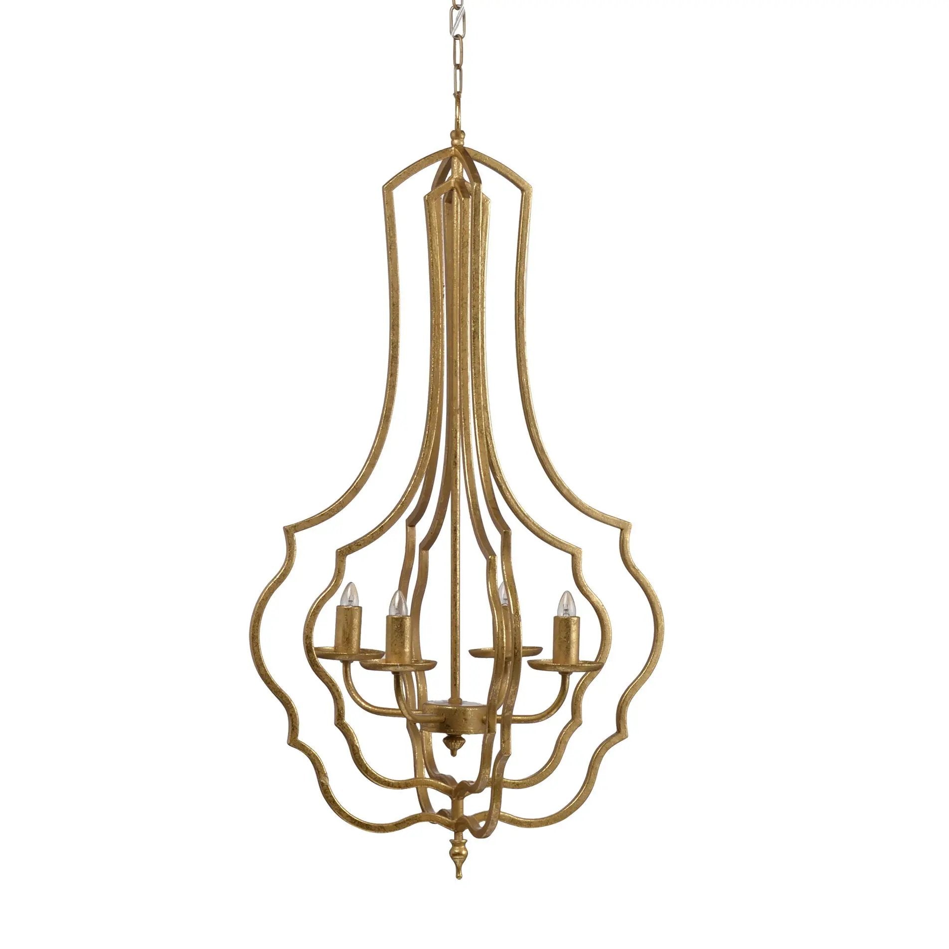 4 Light Chandelier, Hanging Light Fixture With Adjustable Chain For Kitchen, Bulb Not Included - Gold by Unique Piece Furniture