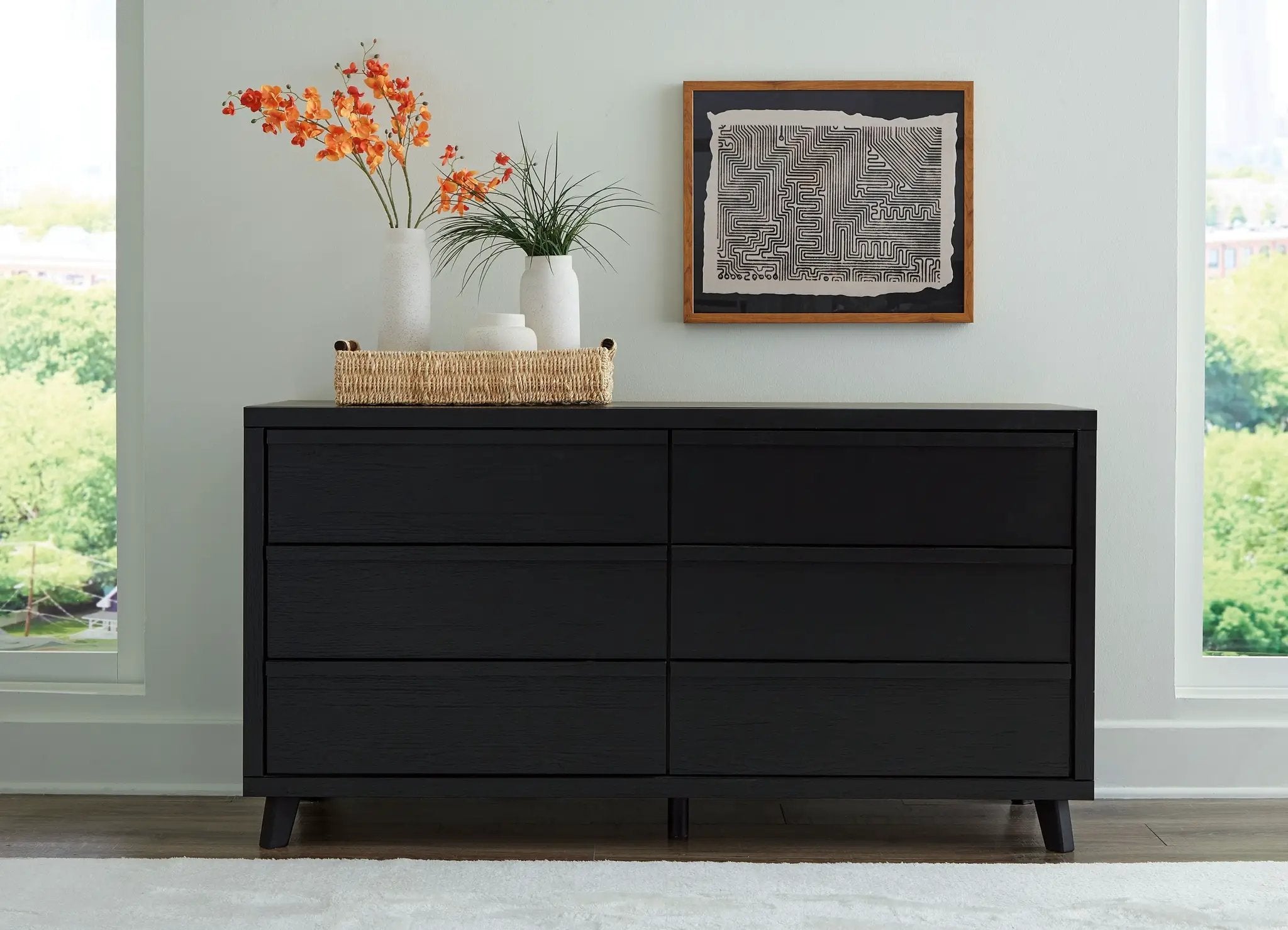 Danziar - Six Drawer Dresser - Black by Unique Piece Furniture