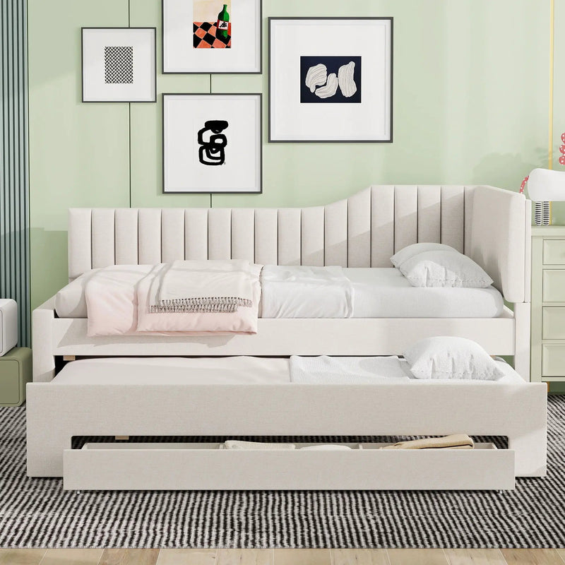 Upholstered Daybed With Trundle And 3 Drawers by HouseOfZazla