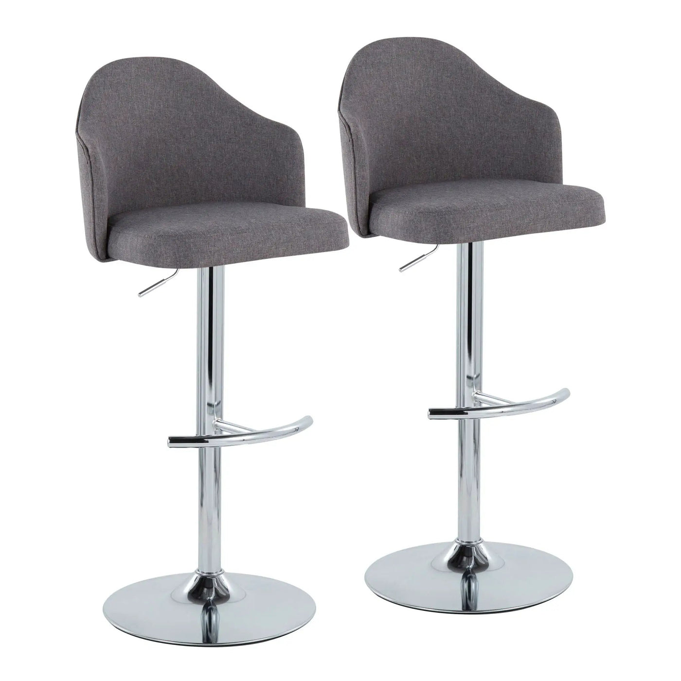 Ahoy - Contemporary Adjustable Barstool With Swivel With Rounded T Footrest (Set of 2) by HouseOfZazla