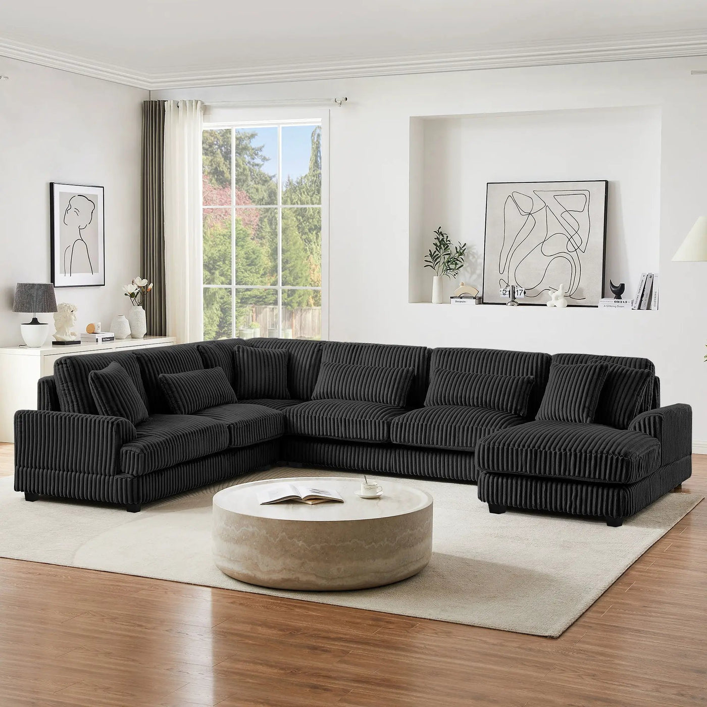 Oversized Sectional Sofa U - Shaped Sofa Couch Modern Sofa Upholstered In Soft With A Chaise Lounge For Living Room by HouseOfZazla