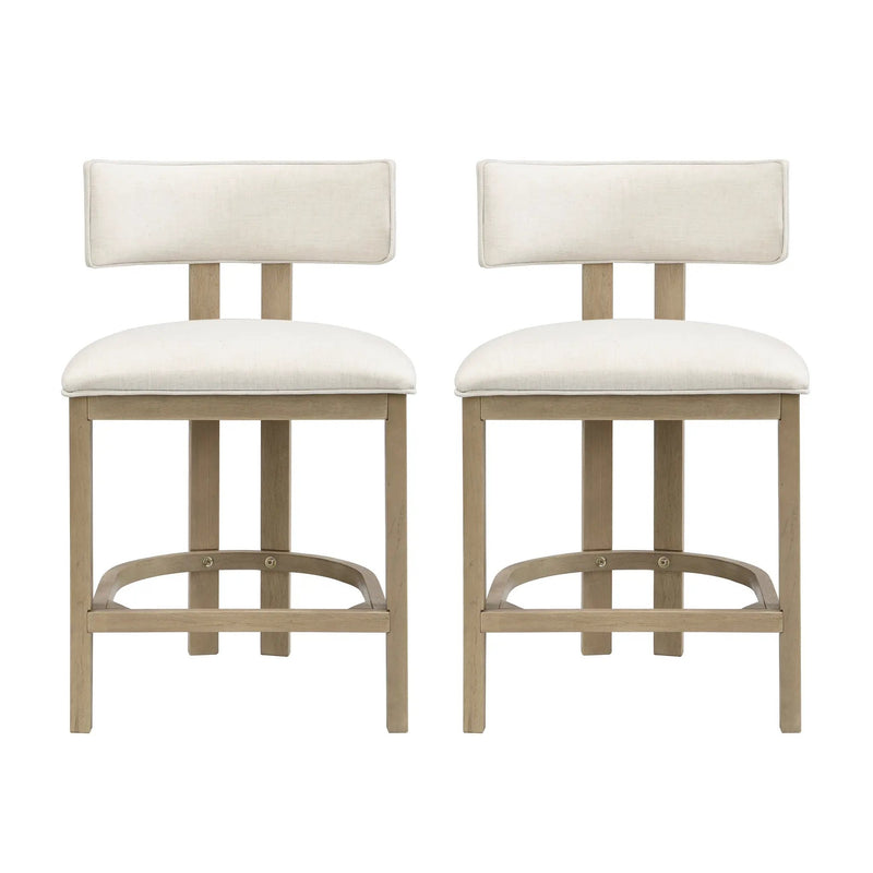 26" Counter Height Bar Stool, Upholstered Counter Stools (Set of 2) - Light Ash + Beige by HouseOfZazla