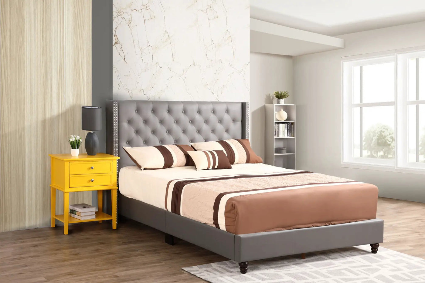 Nailhead Bed Transitional Vibrant by HouseOfZazla