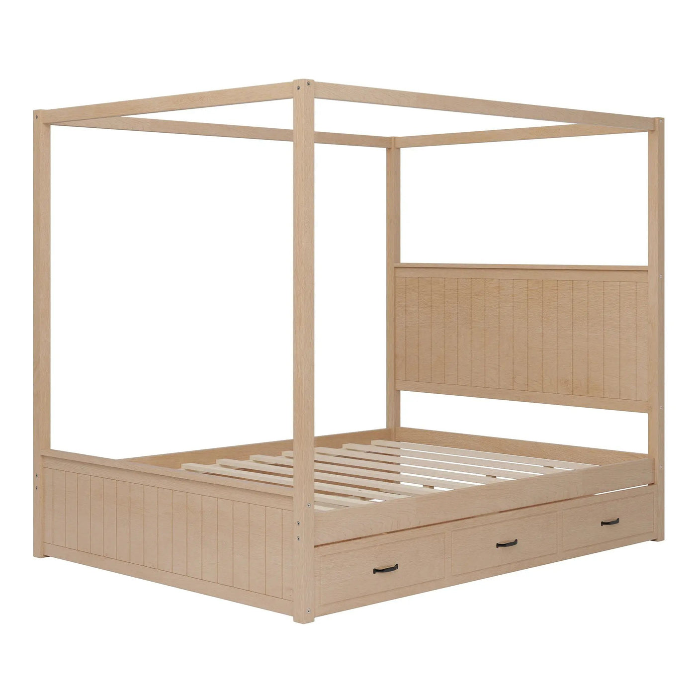 Canopy Platform Bed With Trundle And 3 Storage Drawers by HouseOfZazla