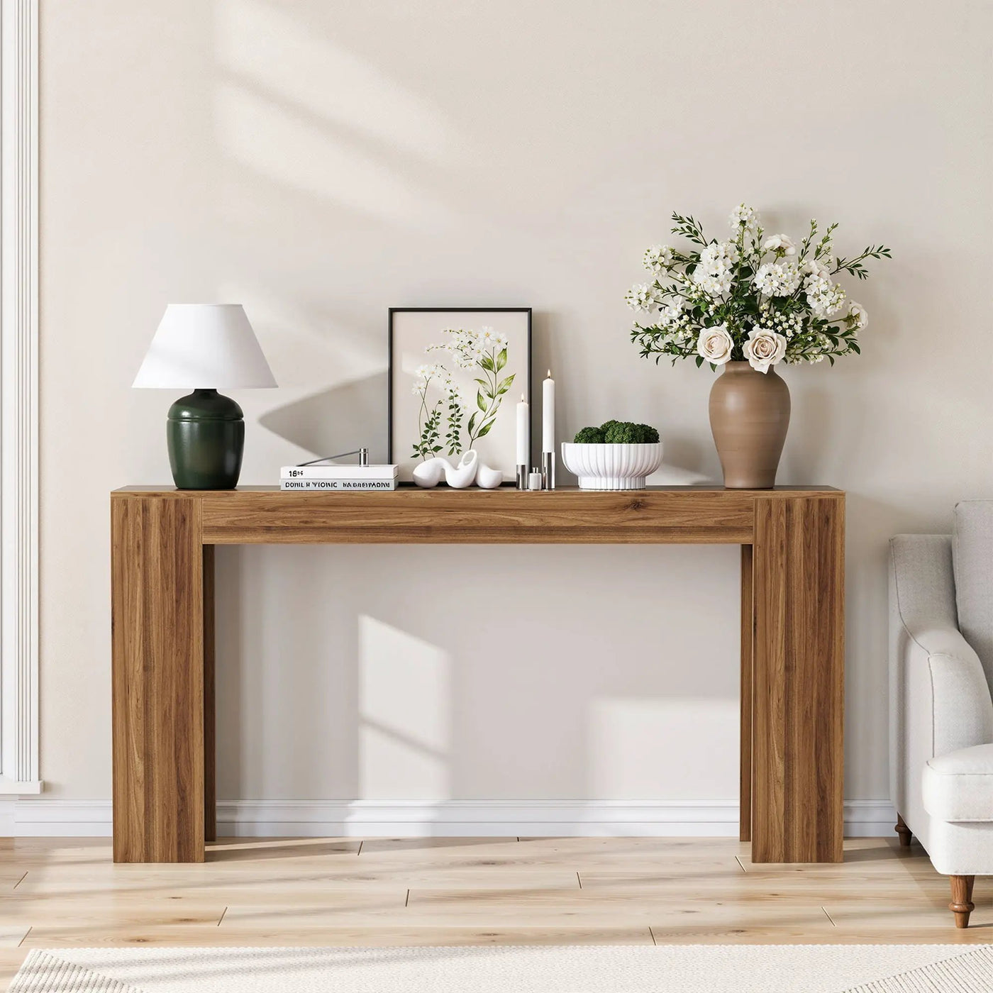 Farmhouse Style Extra Long Walnut Console Table by HouseOfZazla