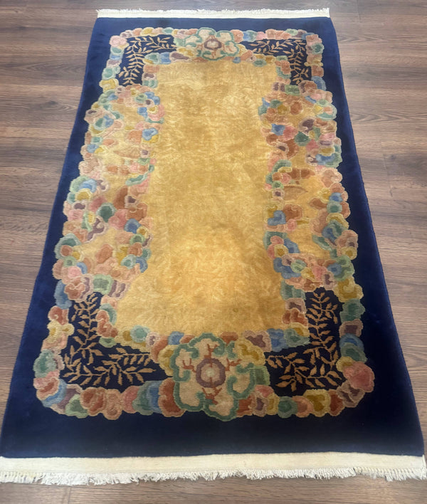Chinese Wool Rug 3x5, Vintage Carpet, Handmade, photo 2 of 13