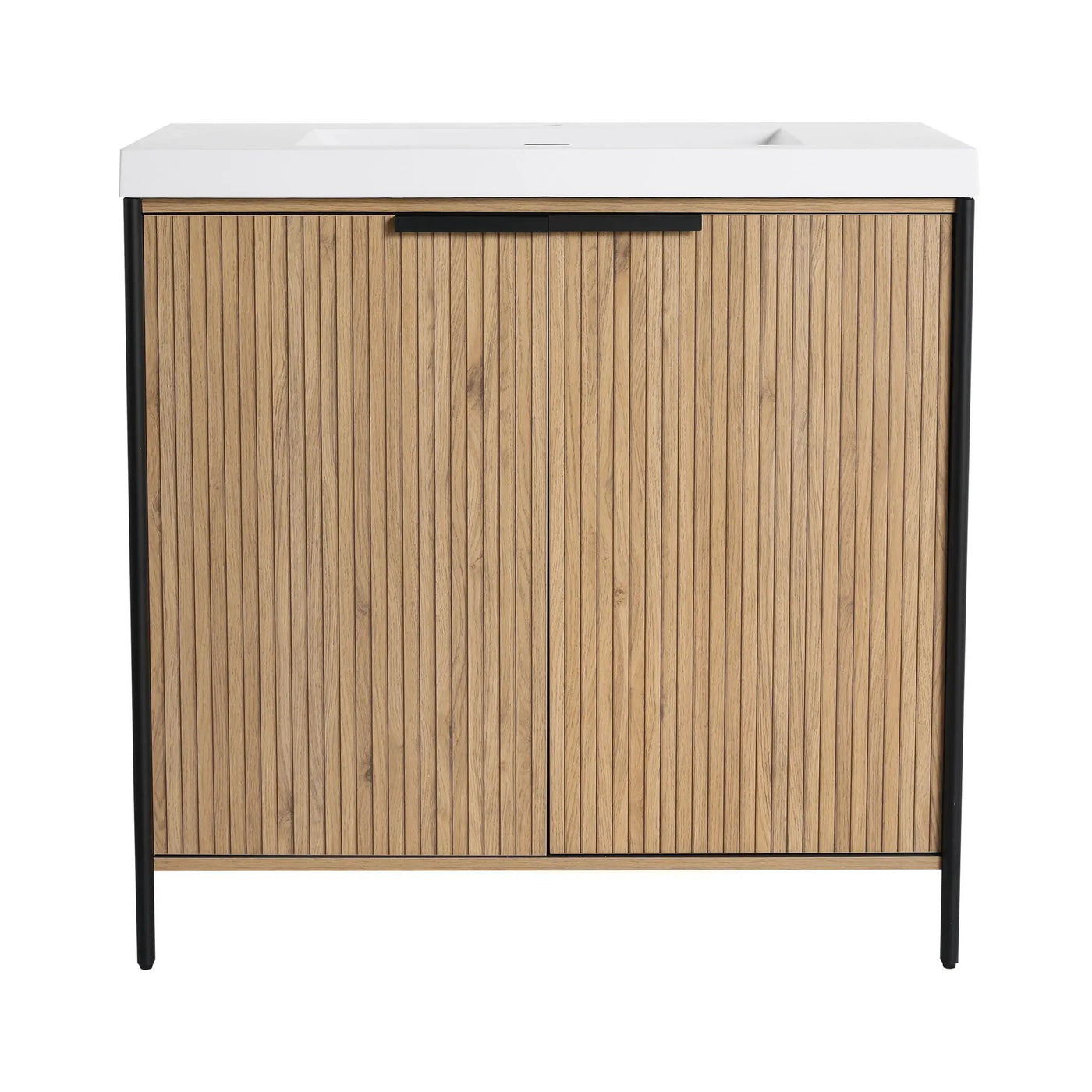 Modern Freestanding Bathroom Vanity With Resin Sink & Soft Close Cabinet Doors by HouseOfZazla