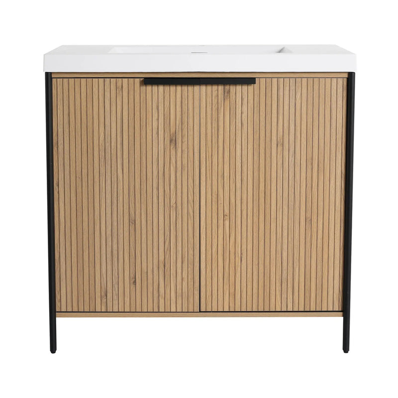 Modern Freestanding Bathroom Vanity With Resin Sink & Soft Close Cabinet Doors by HouseOfZazla