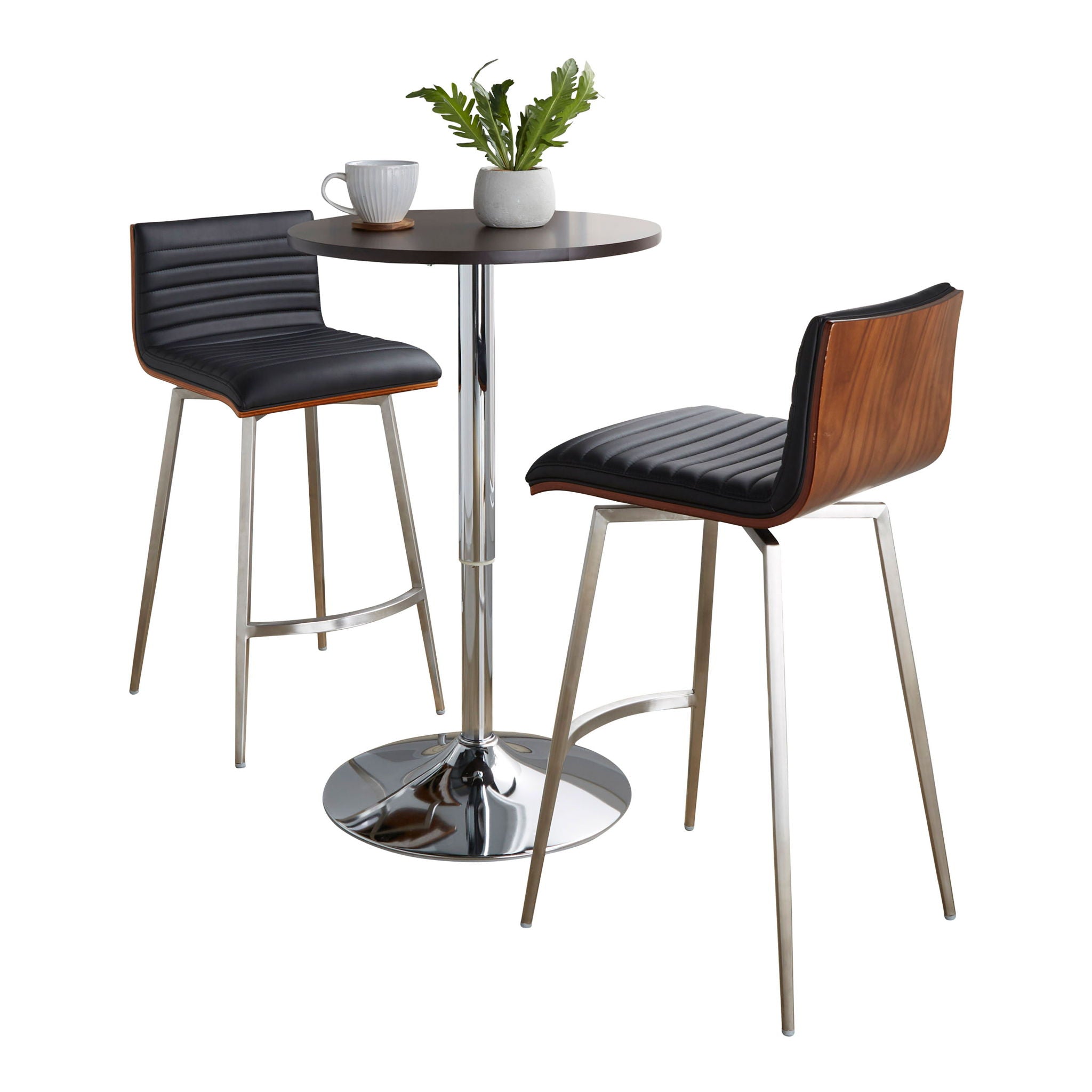 Mason - 3 Piece Swivel Mid Century Modern Counter Height Dining Set With Adjustable Table by HouseOfZazla