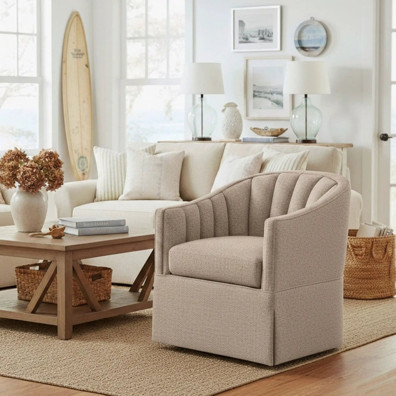 Solitude - Skirted Swivel Accent Chair With Hemp Like by HouseOfZazla