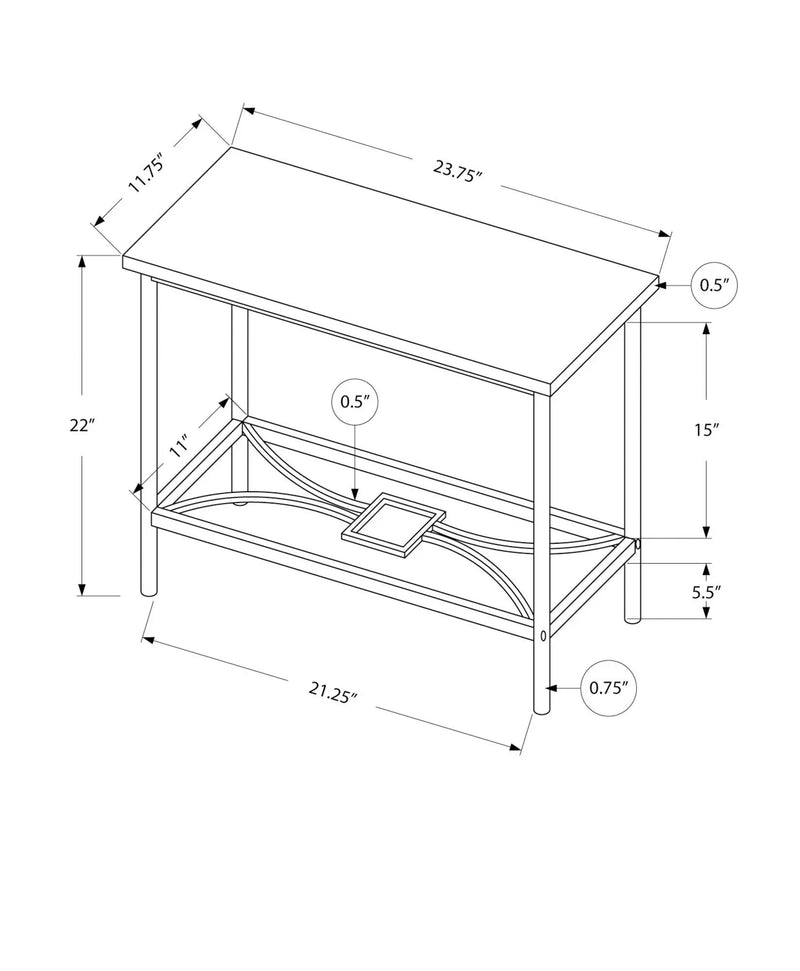 Accent Side Table, Narrow, Small, 2 Tier, Elegant Design by Unique Piece Furniture