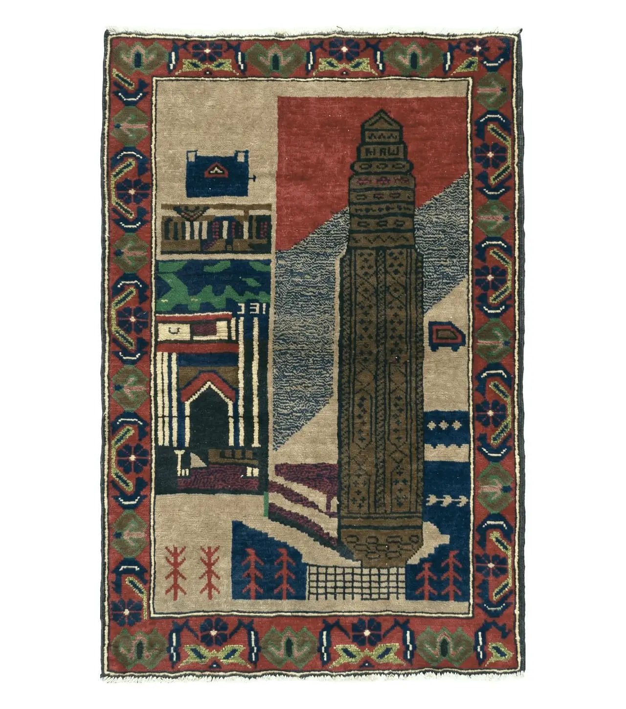 3' X 4' New Vintage Handmade Afghan Balouch Tribal Wool Pictorial Rug # 281 by Jewel Rugs