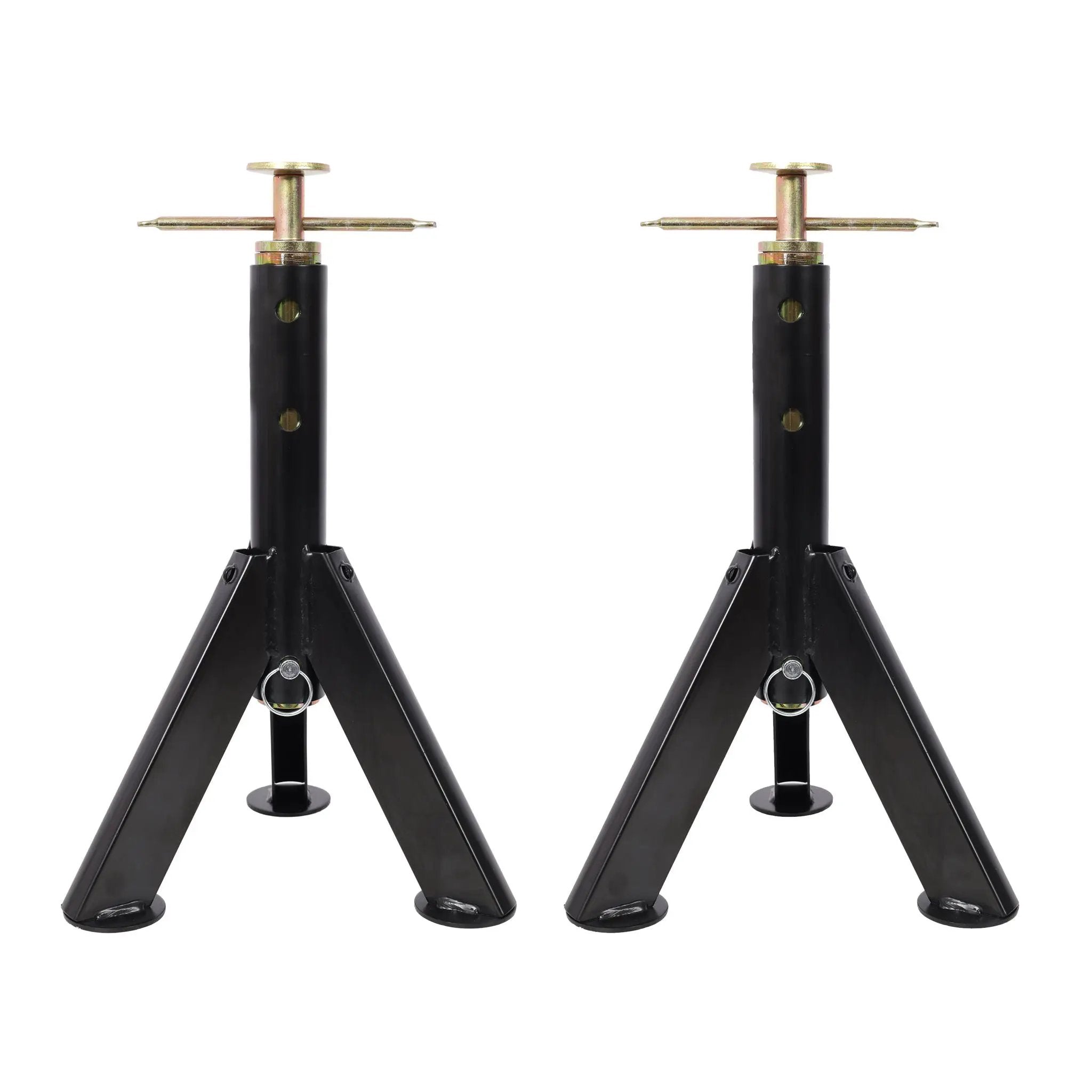 RV Adjustable Telescoping Stabilizer Jack Stand Supports 16" to 30" (Set of 2) - Black by HouseOfZazla