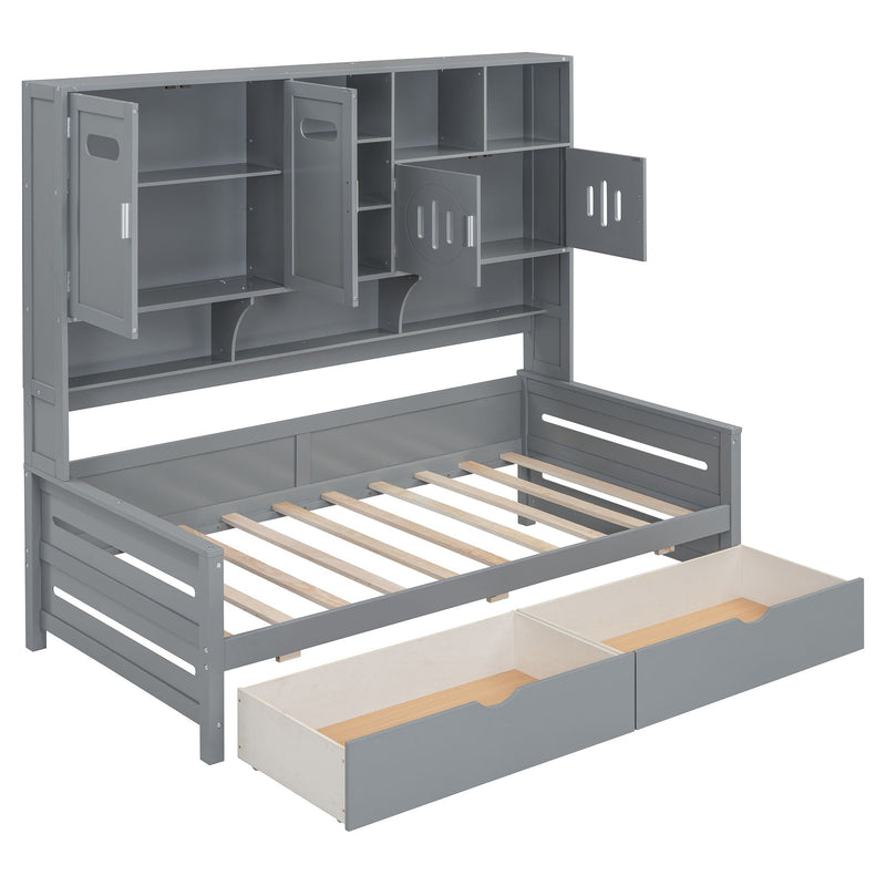 Daybed With All-In-One Cabinet And Shelf by HouseOfZazla