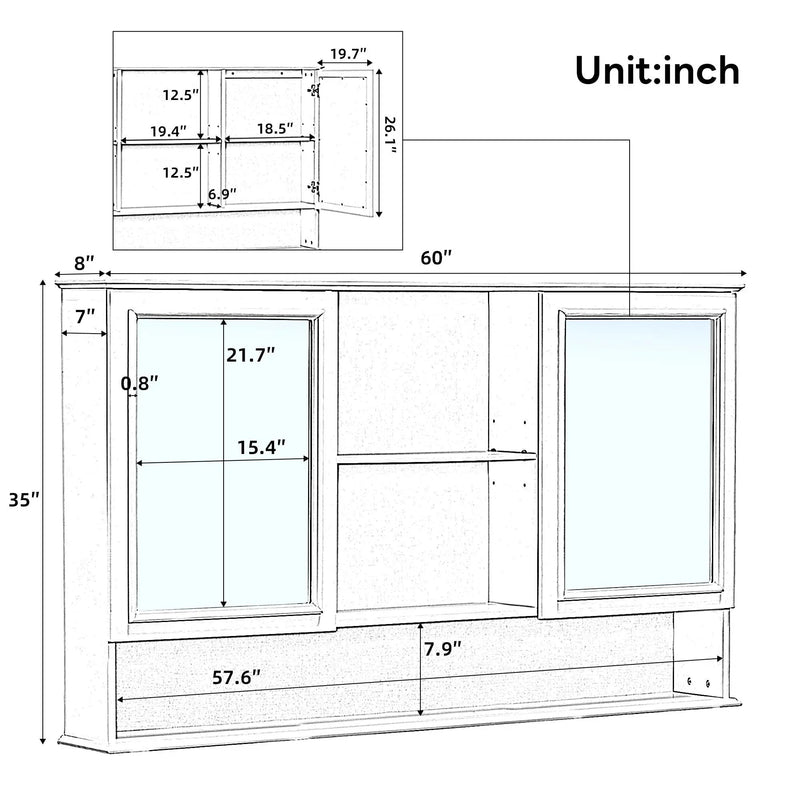 Wall Mounted Bathroom Medicine Cabinet With Double Mirrored Doors by HouseOfZazla