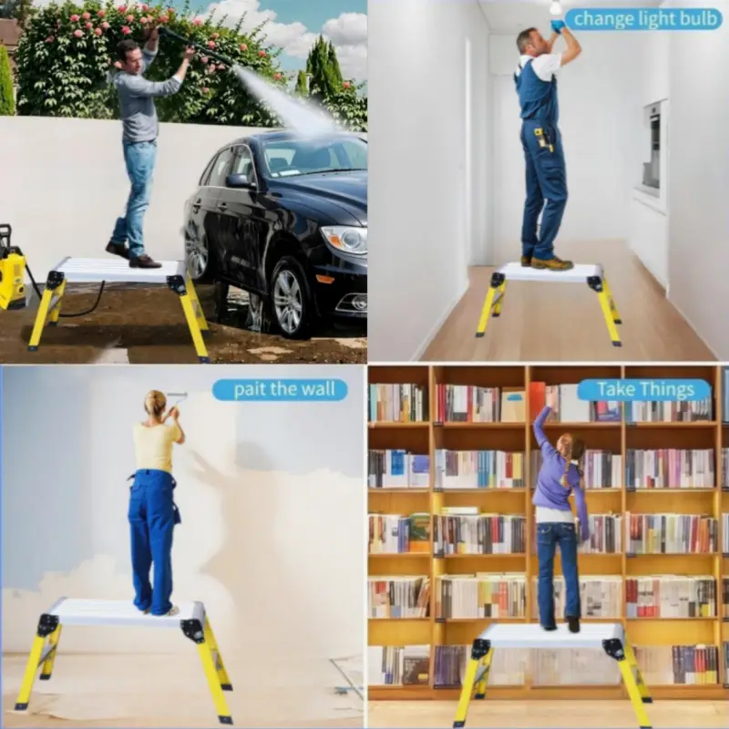 Aluminum Step Ladder Heavy Duty Foldable Aluminum Platform 330 Lbs Capacity by HouseOfZazla