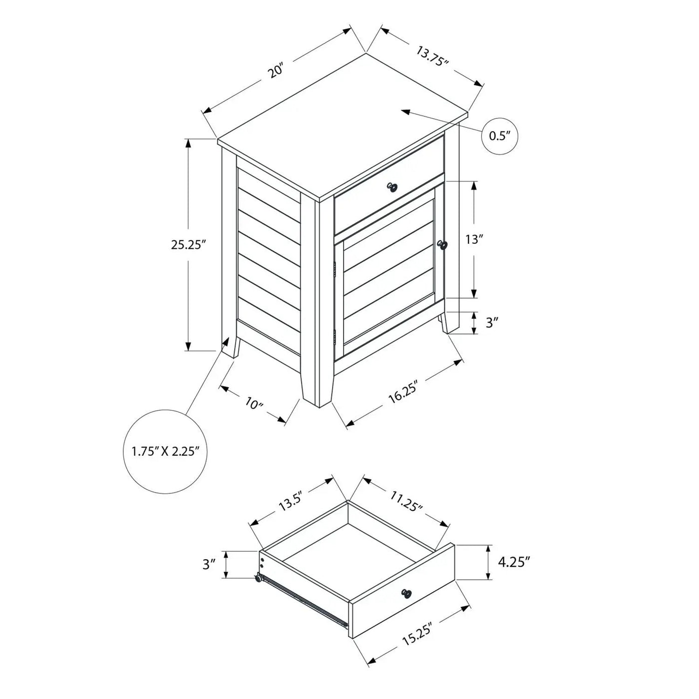 Accent Nightstand, Storage Drawer, Transitional by Unique Piece Furniture