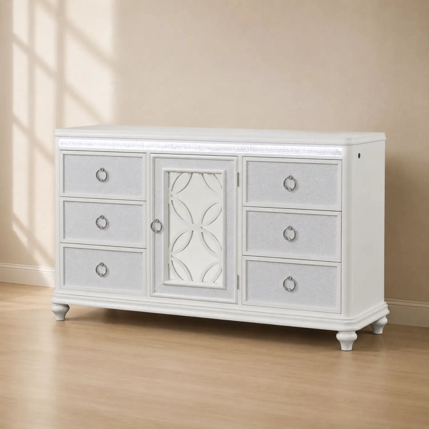 Abigale - 6 Drawer Dresser With LED (Includes Dresser Only, Mirror Not Included) - White by HouseOfZazla