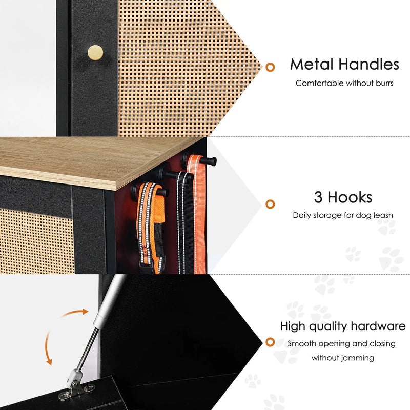 Feeding Station with 2 Lockers and Elevated Bowls Black by HouseOfZazla