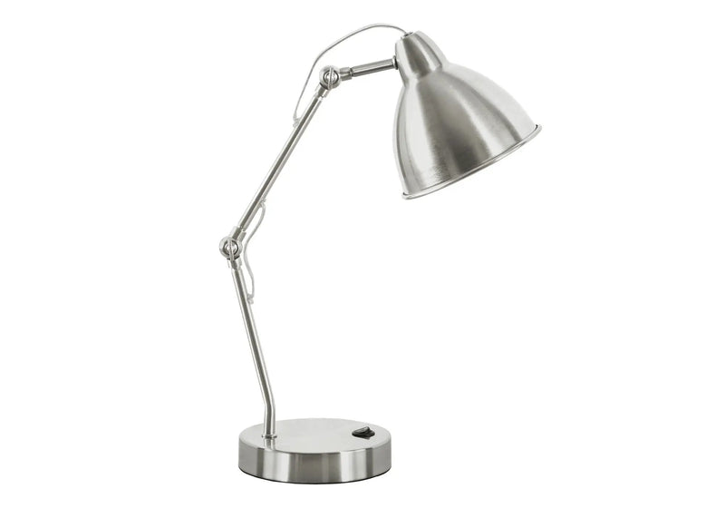 Lighting, Table Lamp, USB Port Included, Nickel Metal, Nickel Shade, Modern - Silver by HouseOfZazla