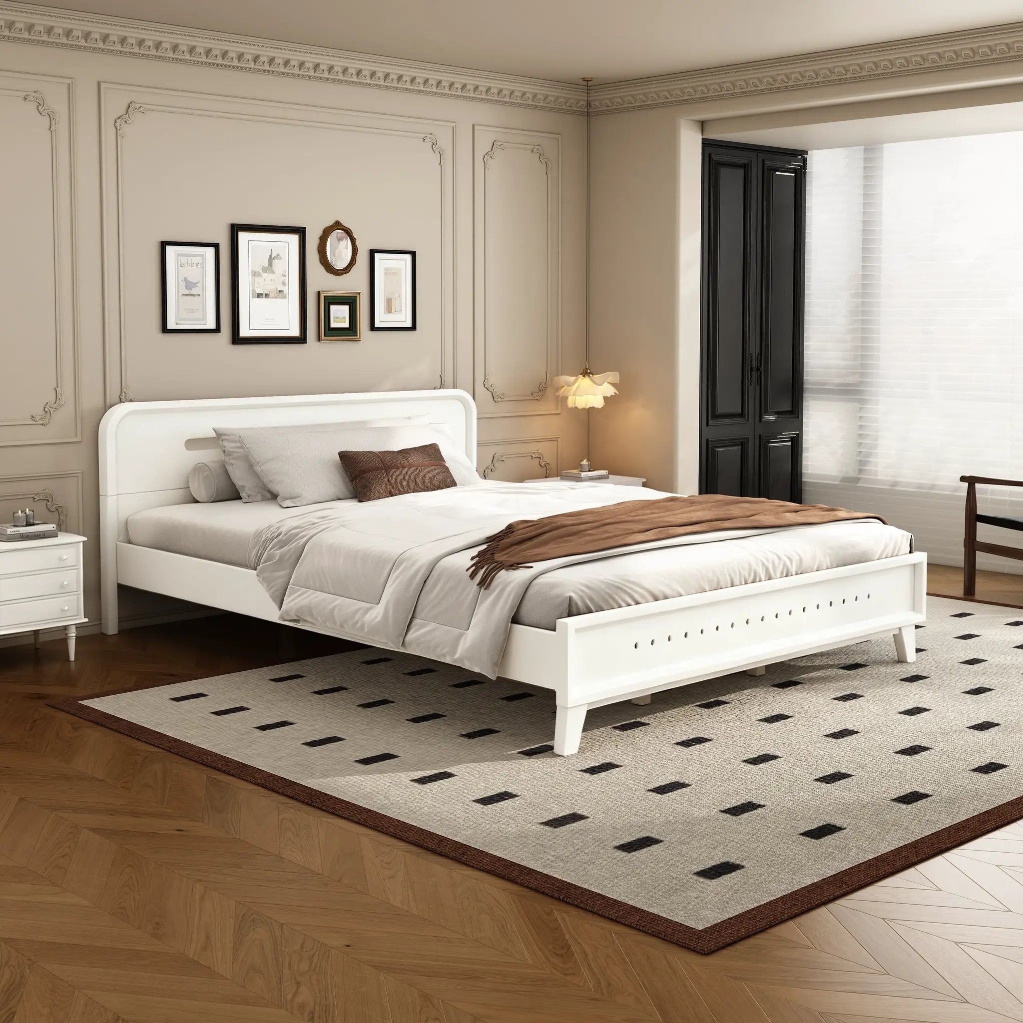 Pine Solid Wood Queen Size Bed, Solid and Stable, No Box Spring Needed by HouseOfZazla
