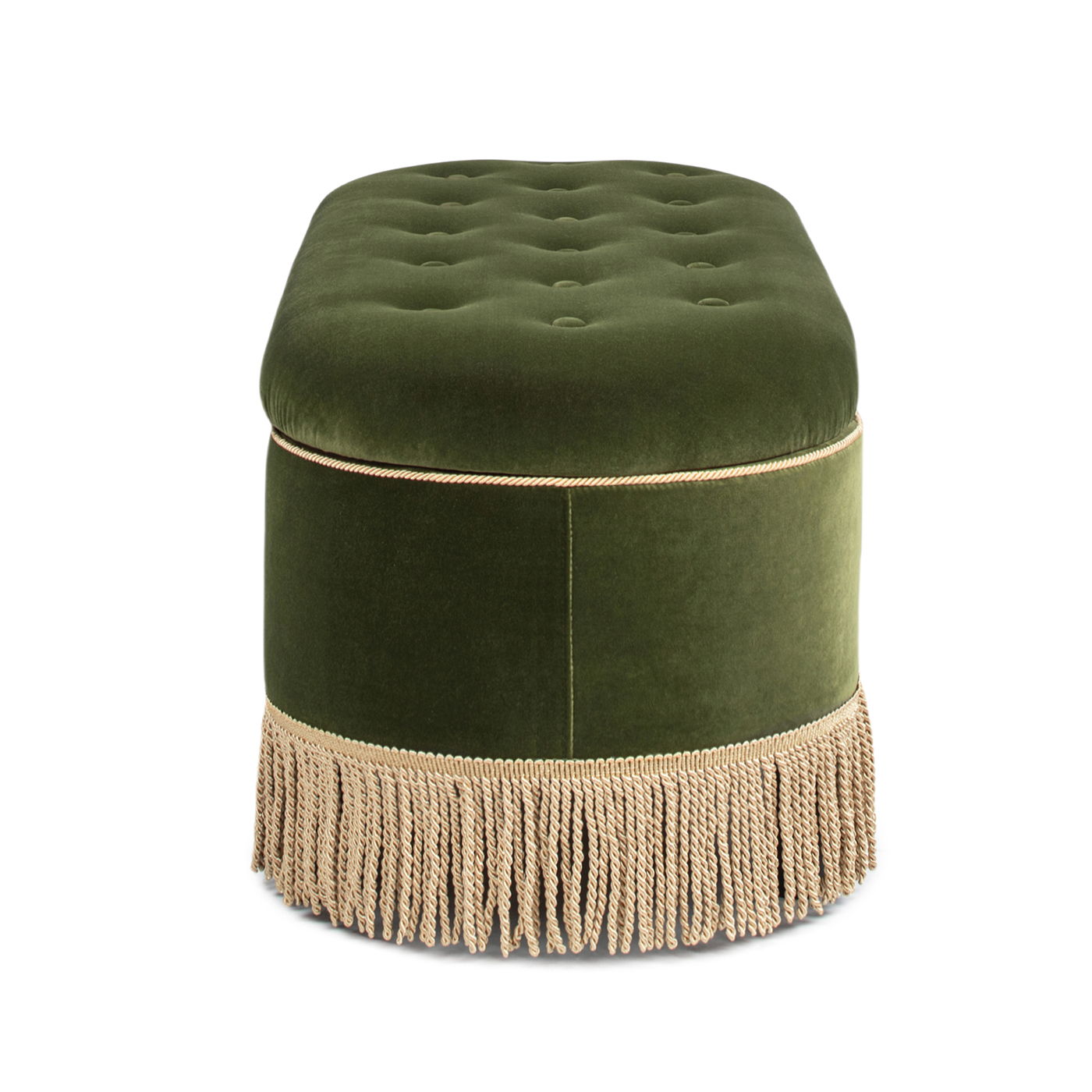 Melinda - Oval Tufted Bullion Fringe Storage Bench by HouseOfZazla