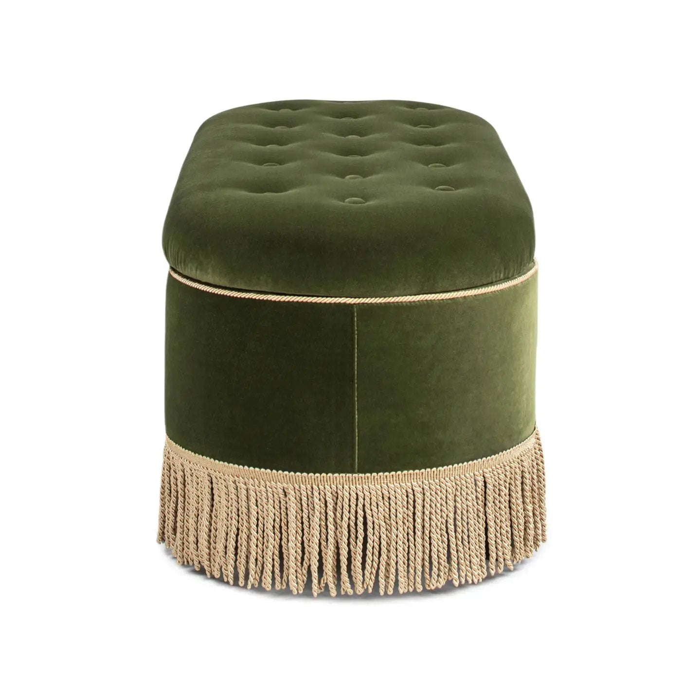 Melinda - Oval Tufted Bullion Fringe Storage Bench by Unique Piece Furniture