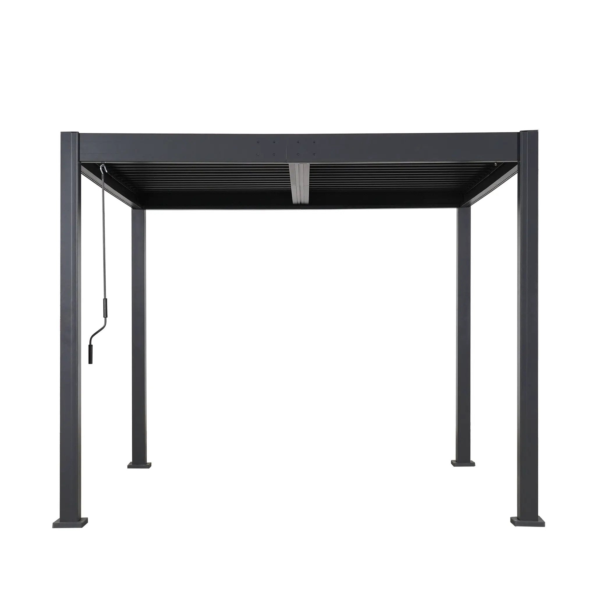 Byron Black Outdoor Pergola Aluminum with Adjustable Louvered Roof by HouseOfZazla