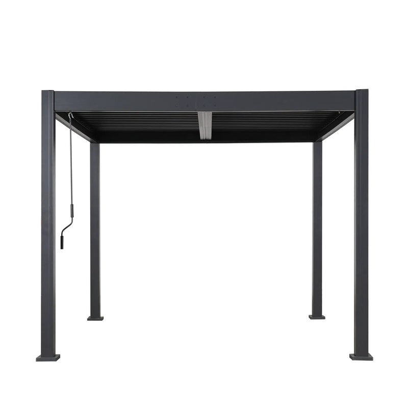 Byron Black Outdoor Pergola Aluminum with Adjustable Louvered Roof by HouseOfZazla