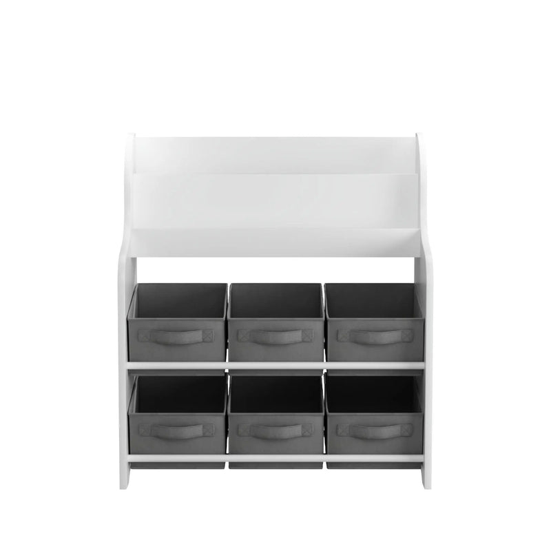 Bookshelf With 6 Storage Bins, Multi Functional Children's Bookcase And Toy Organizer - White by Unique Piece Furniture