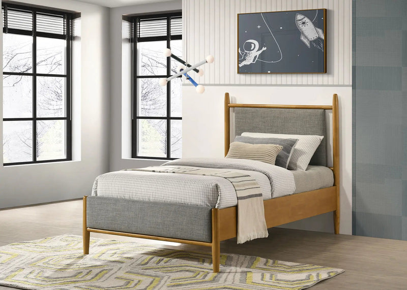 Mason 46-inch Twin Panel Platform Bed Grey and Light Brown by Unique Piece Furniture