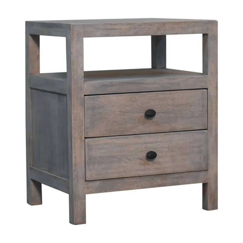 2 Drawer Open Bedside Table - Gray Ash by HouseOfZazla