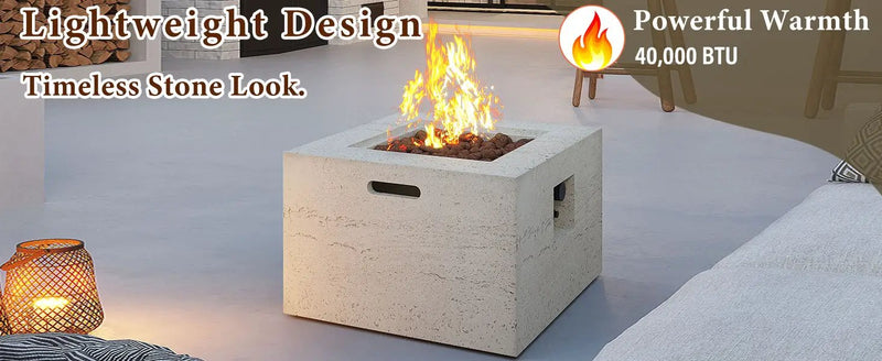 U_Style MGO Outdoor Square Fire Pit with Steel Burner by HouseOfZazla