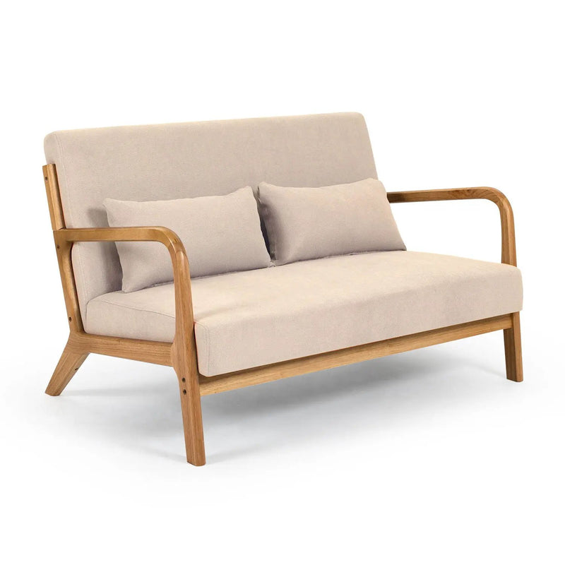 Leisure Chair With Solid Wood Armrest And Feet, Mid-Century Modern Accent Sofa, 2 Seat by Unique Piece Furniture