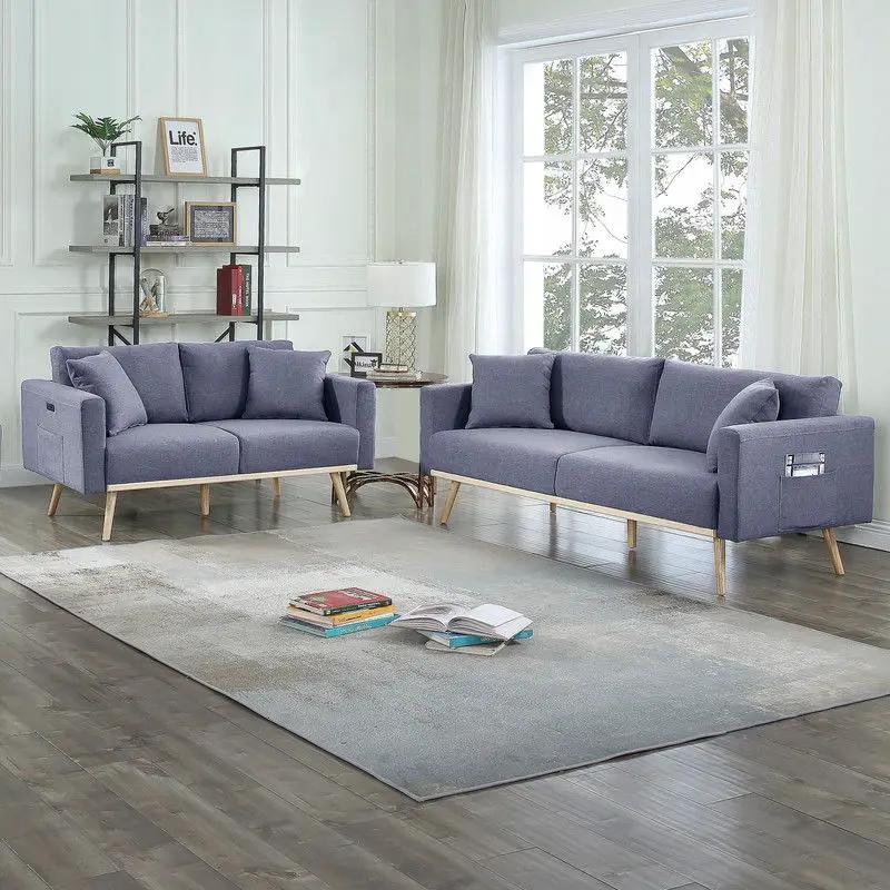 Easton - Fabric Living Room Set With USB Charging Ports Pockets And Pillows (Set of 2) by Unique Piece Furniture
