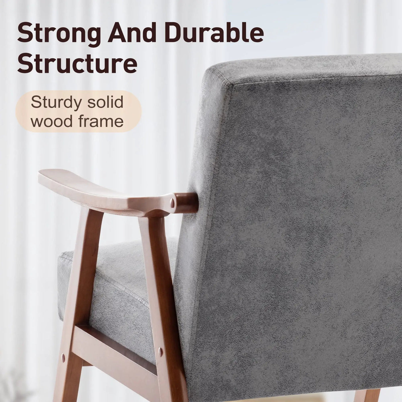 Mid Century Modern Accent Chair With Solid Wood Frame And Extra Thick Backrest by HouseOfZazla
