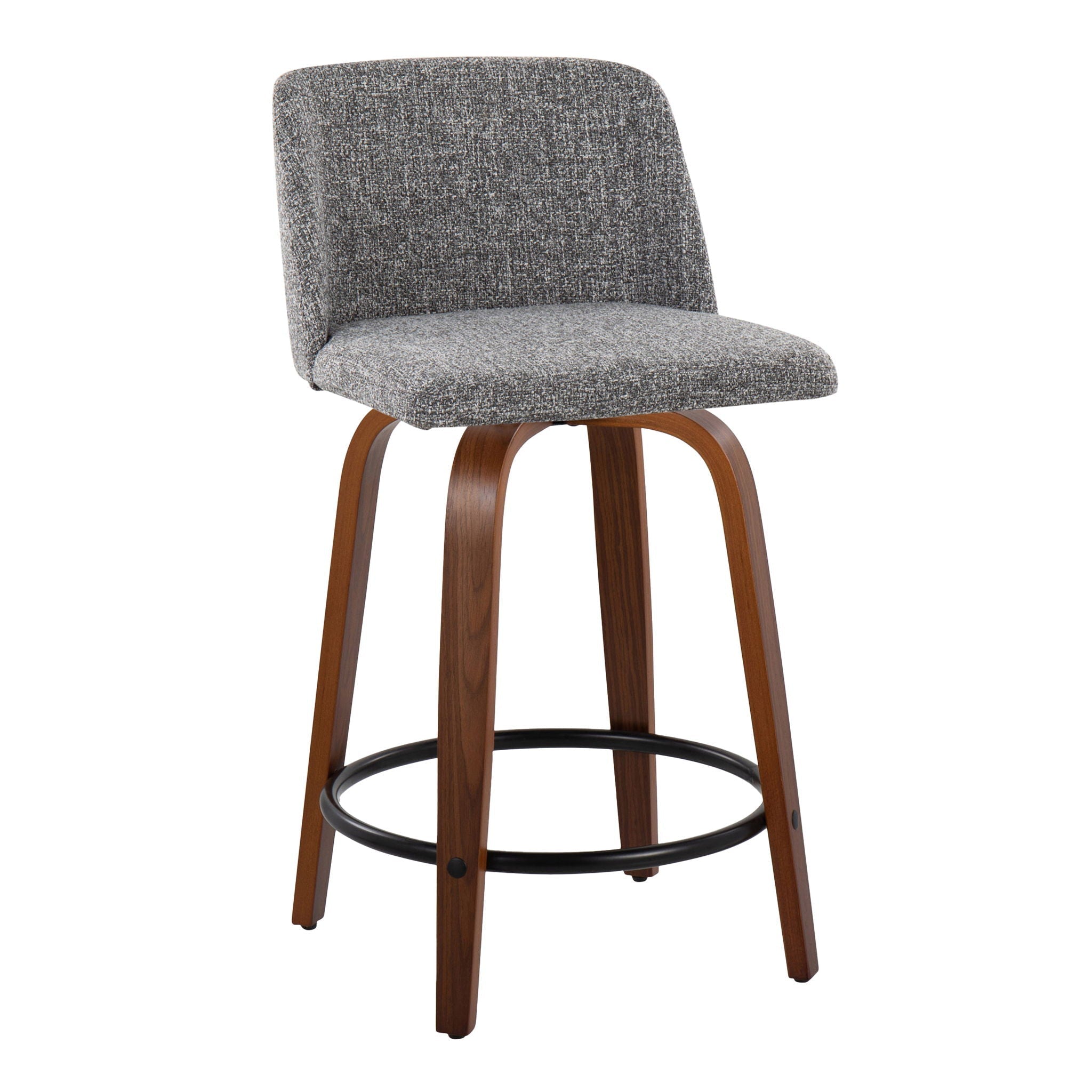 Toriano - Mid Century Modern, Fixed Height Counter Stool & Swivel And Round Footrest (Set of 2) by HouseOfZazla