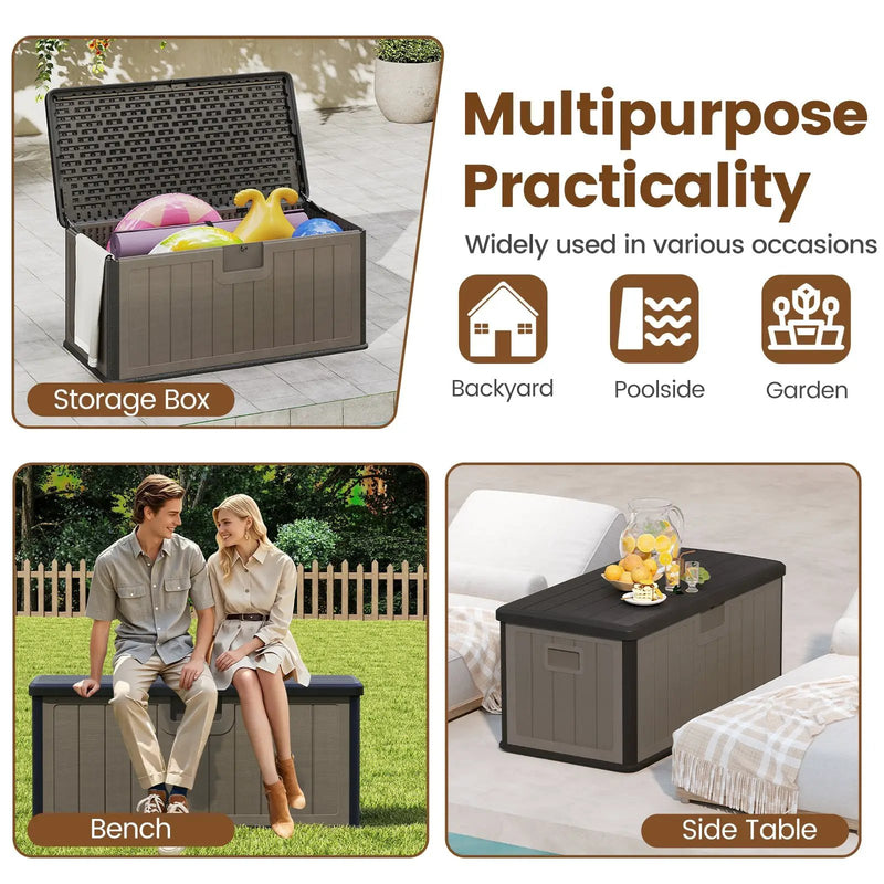100 Gallon Large Deck Box with Lockable Lid for Patio by DirectDeals