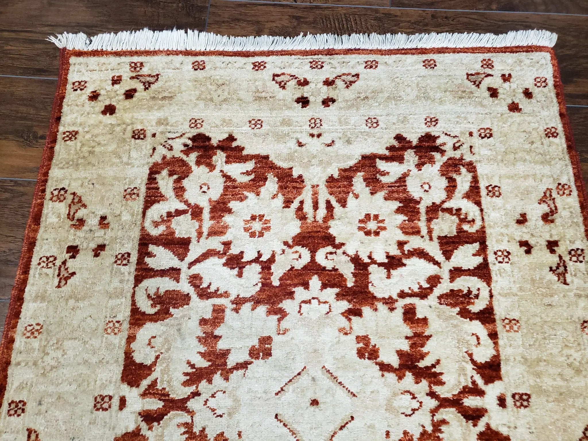 21 ft Runner Rug Long Hallway Runner, 3 x 21 Corridor Rug, Peshawar Pak Persian Chobi Agra Rug, Maroon and Beige Large Flowers Wool Handmade by Jewel Rugs