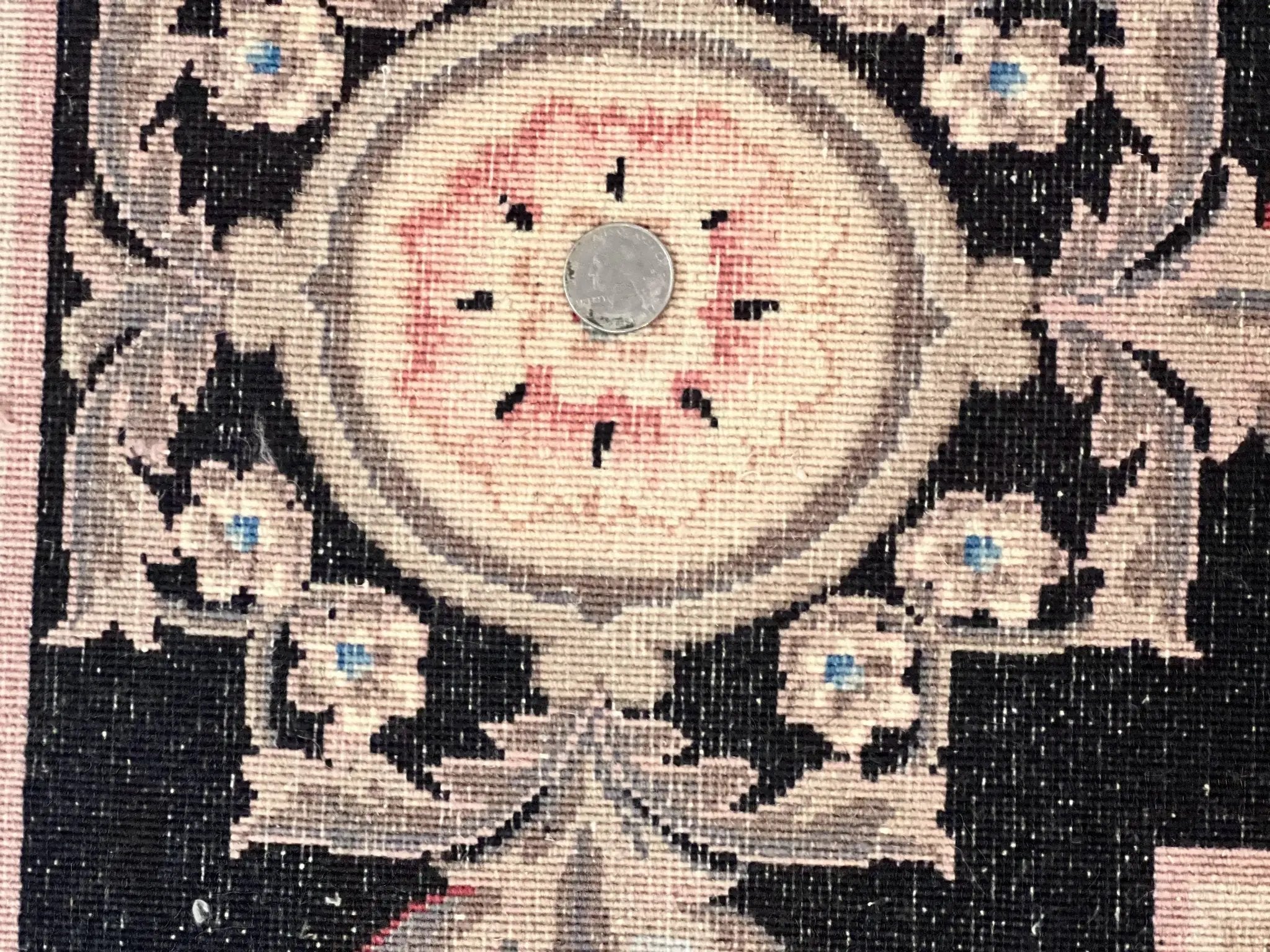 Chinese Aubusson Rug 9x12, Burgundy, Handmade Vintage Wool Carpet, Fine 210 KPSI, Elegant European Design by Jewel Rugs