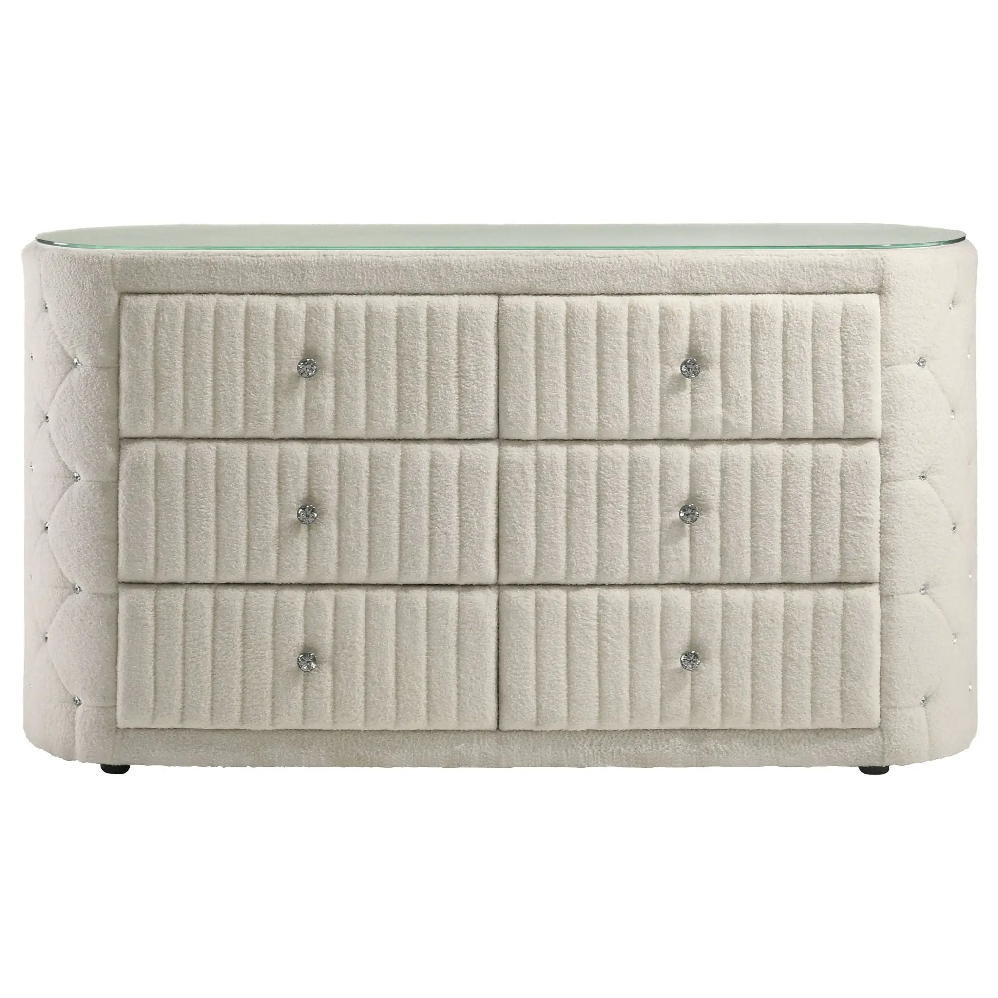 Sonya 6-drawer Upholstered Bedroom Dresser Ivory by Unique Piece Furniture