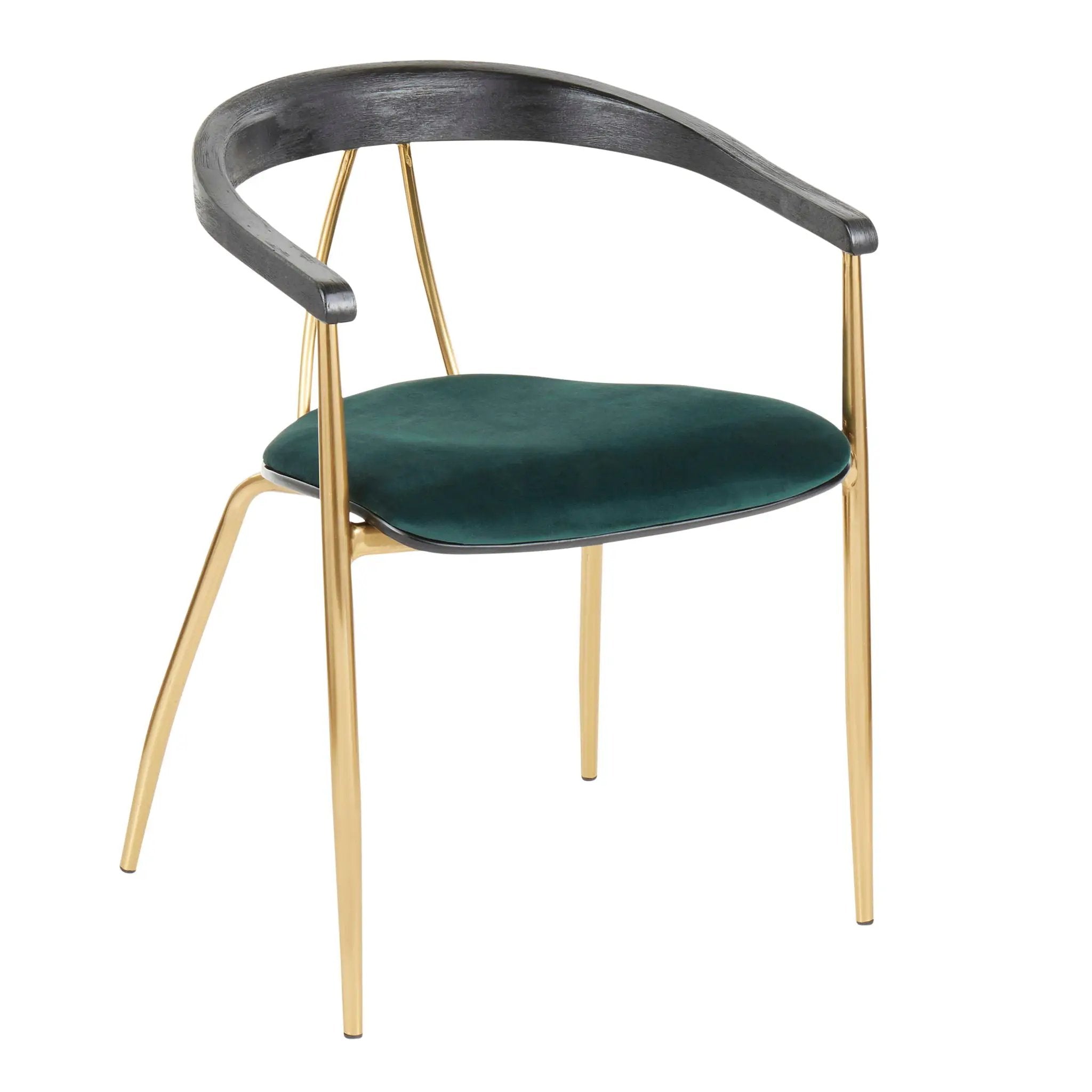 Vanessa - Contemporary Chair (Set of 2) - Gold / Green - Black by HouseOfZazla
