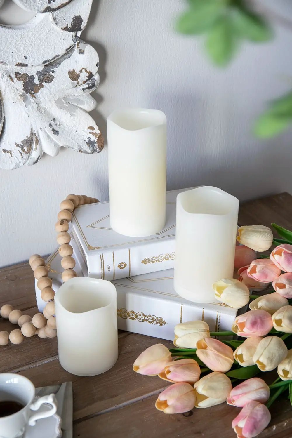LED Candles With Remote Timer (Set of 3) - Ivory by Unique Piece Furniture