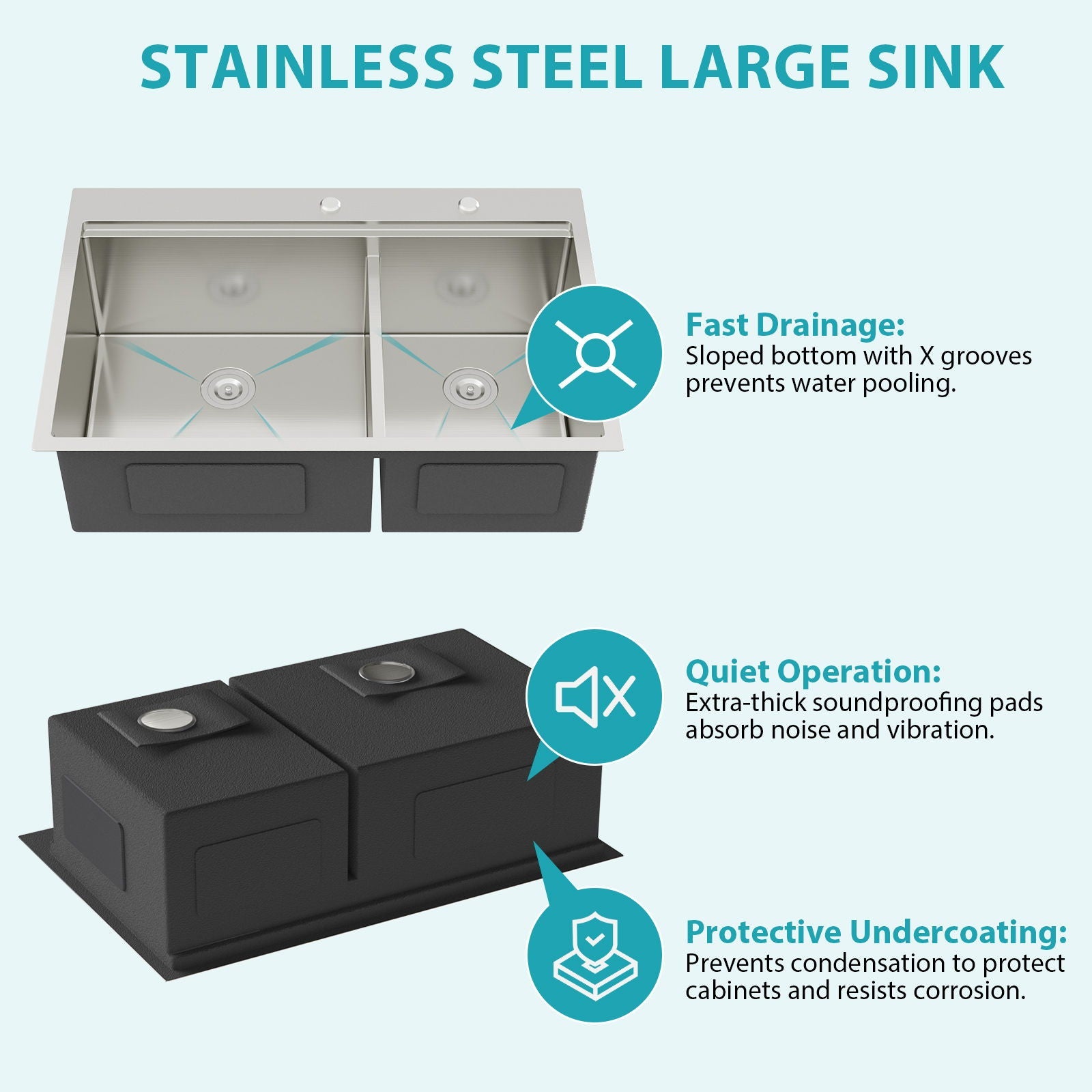 Topmount, Drop In Double Bowl Kitchen Sink by HouseOfZazla