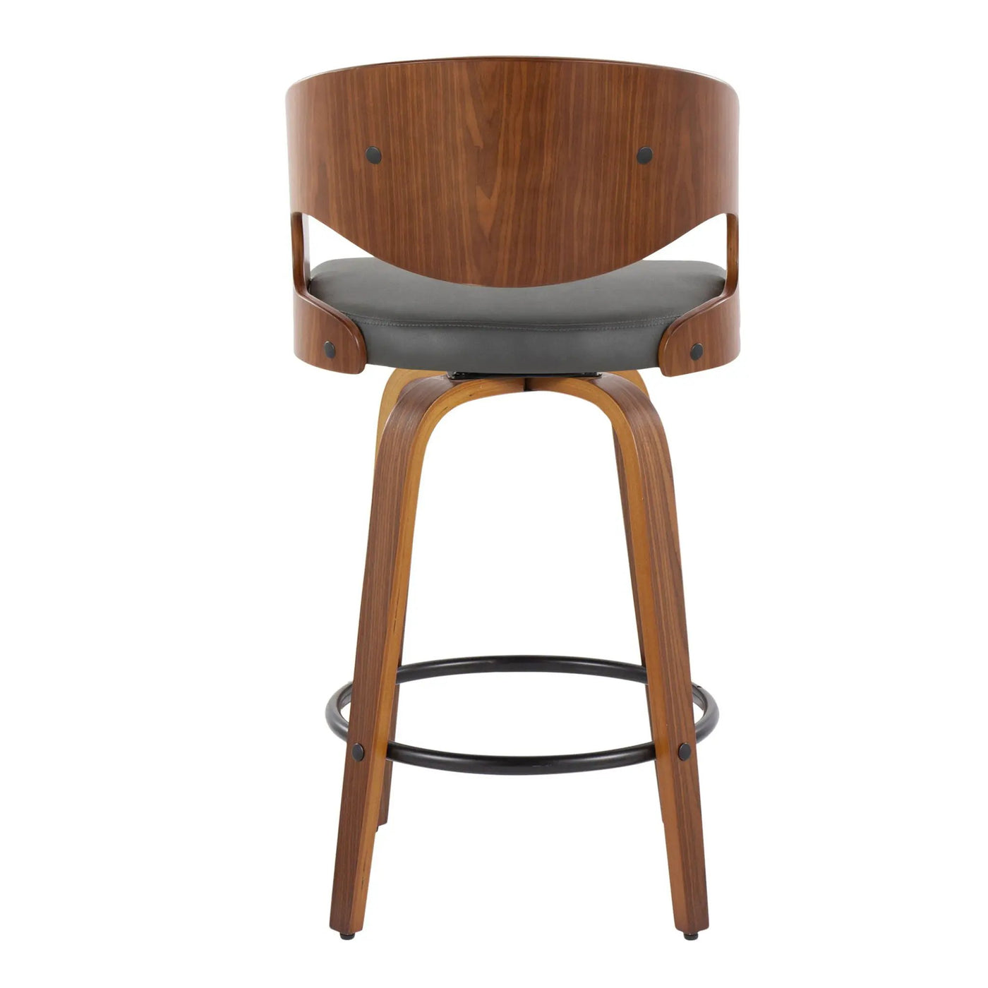 Pino - Mid Century Modern Fixed Height Barstool With Swivel With Round Footrest (Set of 2) by HouseOfZazla