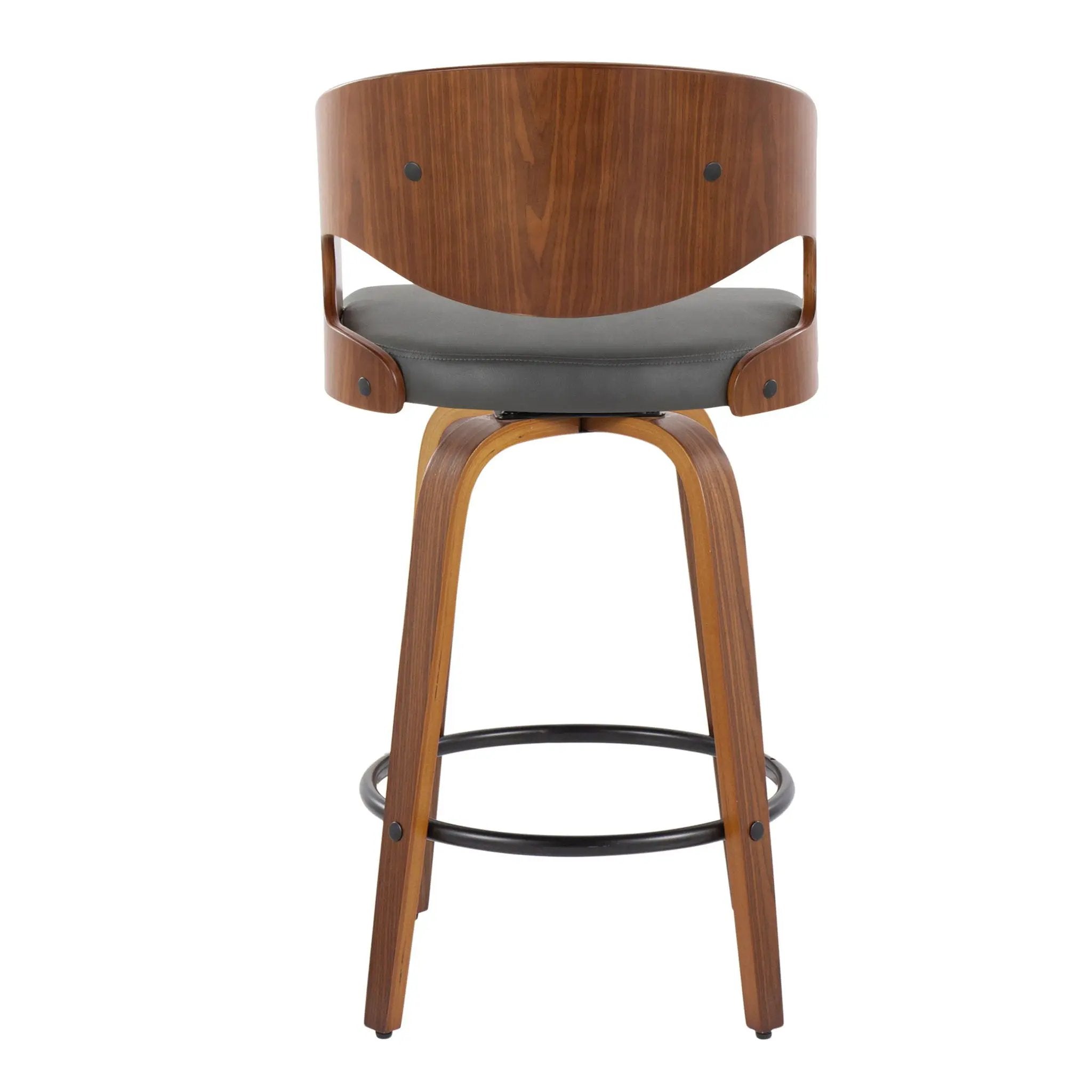 Pino - Mid Century Modern Fixed Height Barstool With Swivel With Round Footrest (Set of 2) by Unique Piece Furniture