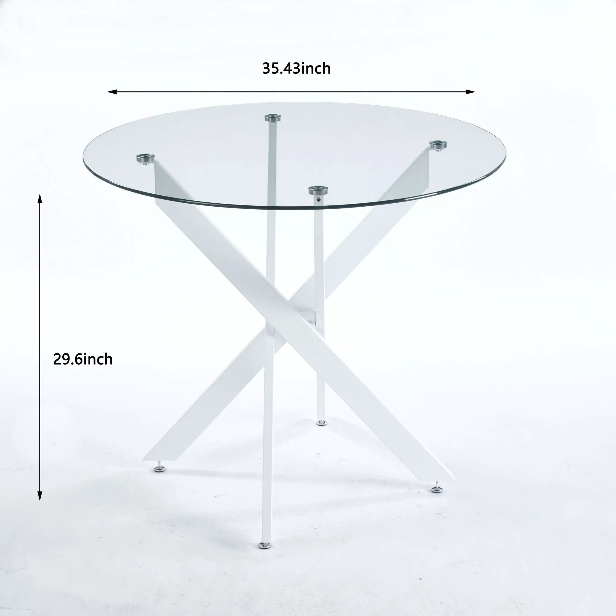 Dining Table With Cross Metal Leg And Tempered Glass, Modern Space Saving Kitchen Table For Living Room by Unique Piece Furniture